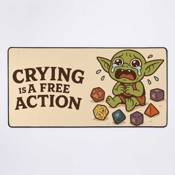 Item preview, Crying is a Free Action – Cute Adventure Goblin with Dice designed and sold by SKADIVIUM.