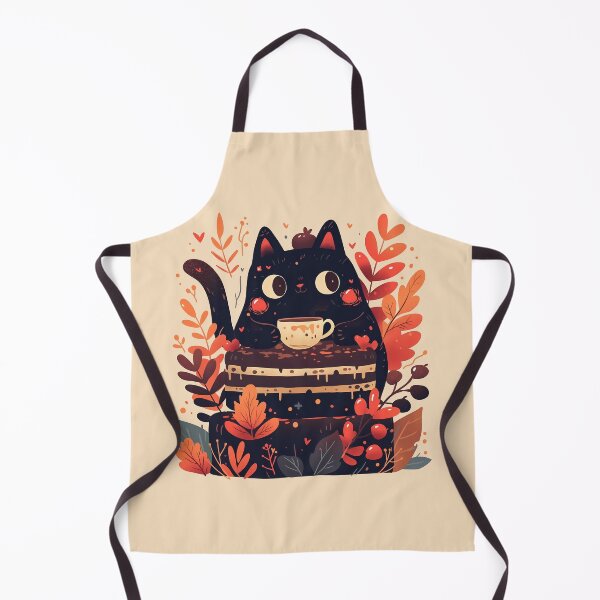 Artikelvorschau, Schwarze Katze mit Tee und Kuchen entworfen und verkauft von WoollenLlama.