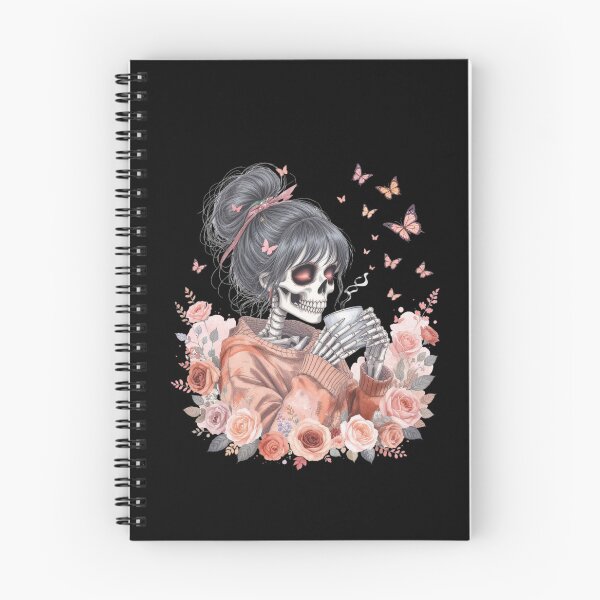Item preview, Skeleton Girl Drinking Coffee Cozy Gothic Watercolor Art designed and sold by ColorSplash123.