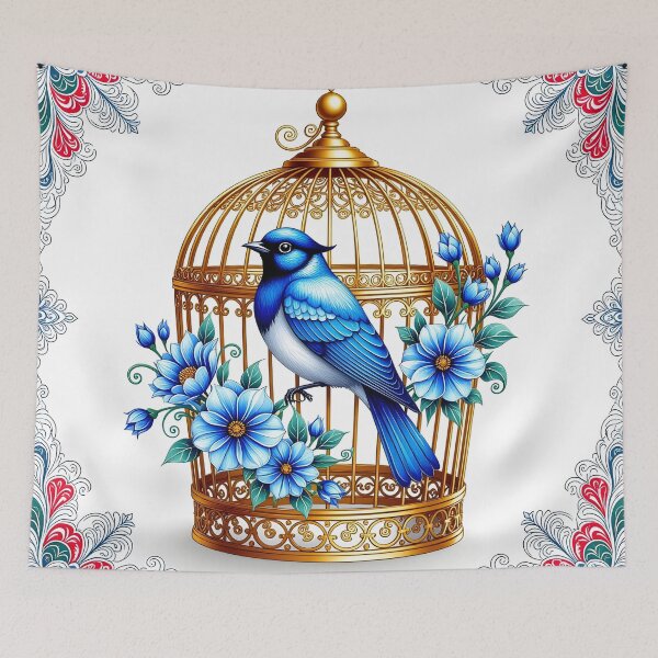 Item preview, Blue Bird and Gold Cage designed and sold by Sharon Schwalbe.