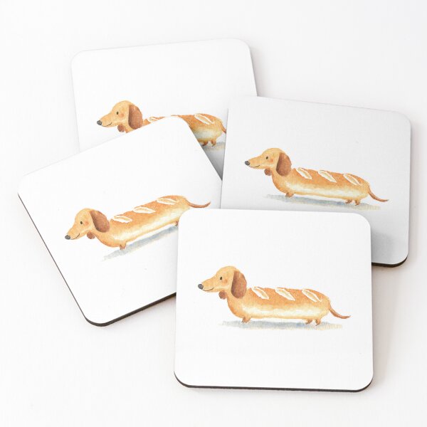Item preview, Dachshund Baguette - Cute Watercolor Dog and Food designed and sold by trajeado14.