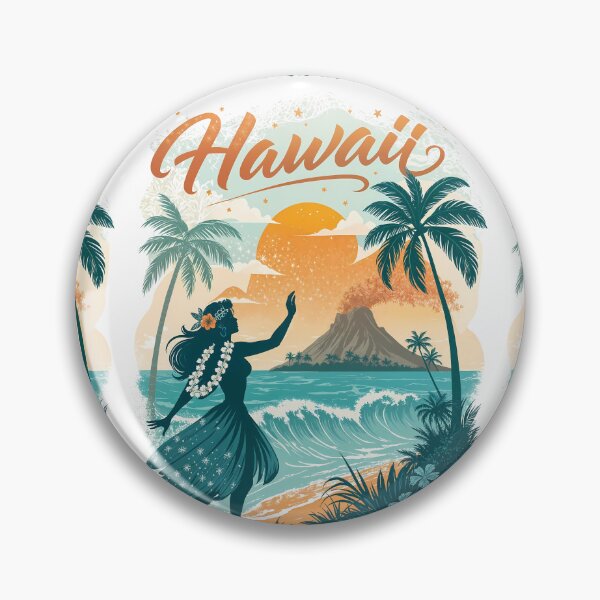 Item preview, Vintage Hawaii Sunset Travel Art– Tropical Hula Dancer Beach Art designed and sold by Witsprings.