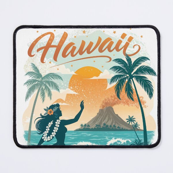 Item preview, Vintage Hawaii Sunset Travel Art– Tropical Hula Dancer Beach Art designed and sold by Witsprings.