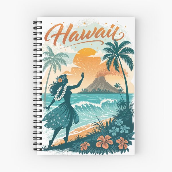 Item preview, Vintage Hawaii Sunset Travel Art– Tropical Hula Dancer Beach Art designed and sold by Witsprings.