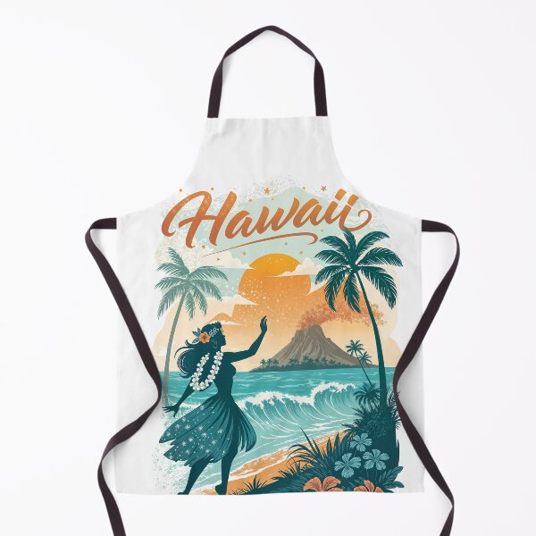 Item preview, Vintage Hawaii Sunset Travel Art– Tropical Hula Dancer Beach Art designed and sold by Witsprings.
