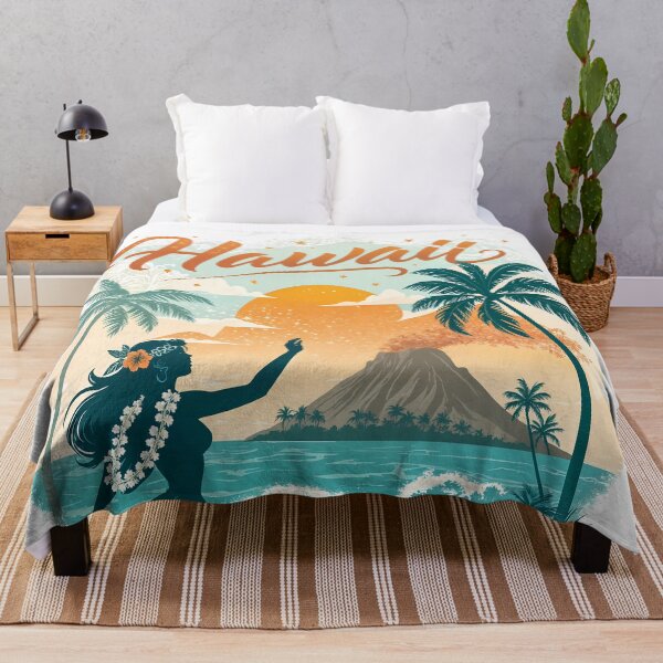 Item preview, Vintage Hawaii Sunset Travel Art– Tropical Hula Dancer Beach Art designed and sold by Witsprings.