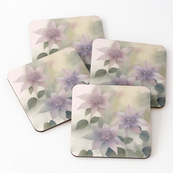 Aperçu de l'œuvre Peinture à l’aquarelle de fleur de clématite violette | Art floral | Aquarelle | Cadeau pour les amateurs d'art | Cadeau pour les amoureux des fleurs créée et vendue par UnhingedBird.