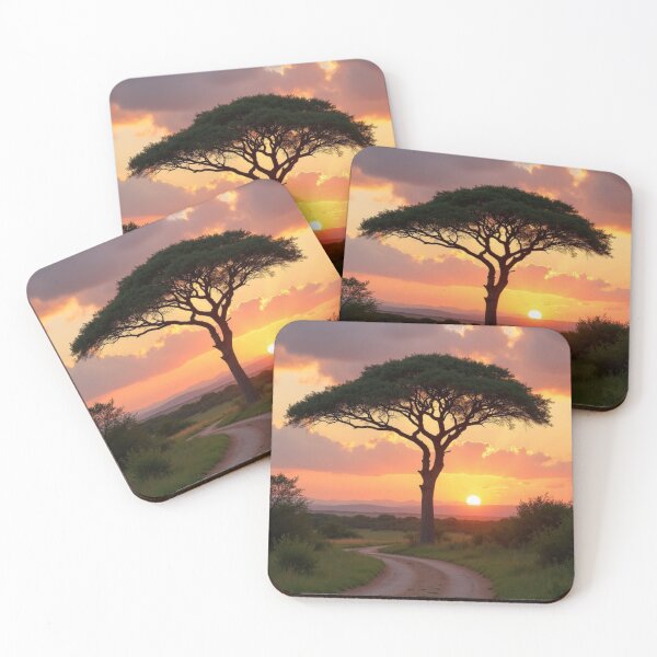 Item preview, African Sunset Serenity – Acacia Tree Landscape Art designed and sold by Pulse Of Africa.