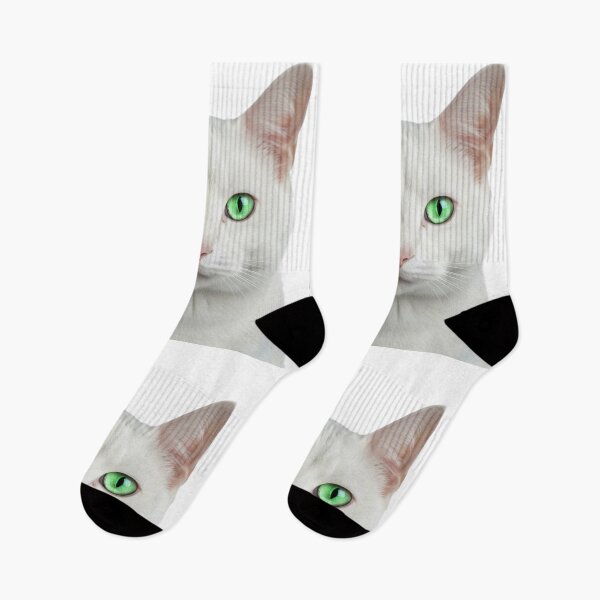 Item preview, "White Cat with Emerald Eyes – Minimalist Portrait" designed and sold by ZKSassyPUP.