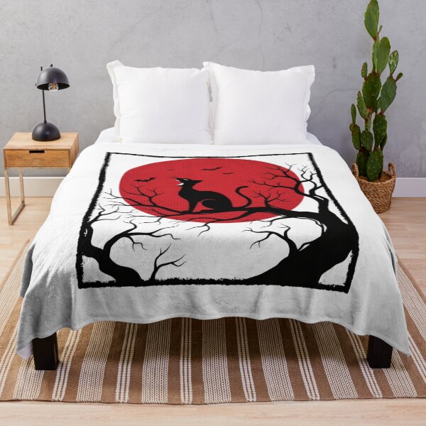 Item preview, Red Moon Howl: Gothic Black Cat on a Spooky Tree Silhouette designed and sold by catlovers2025.