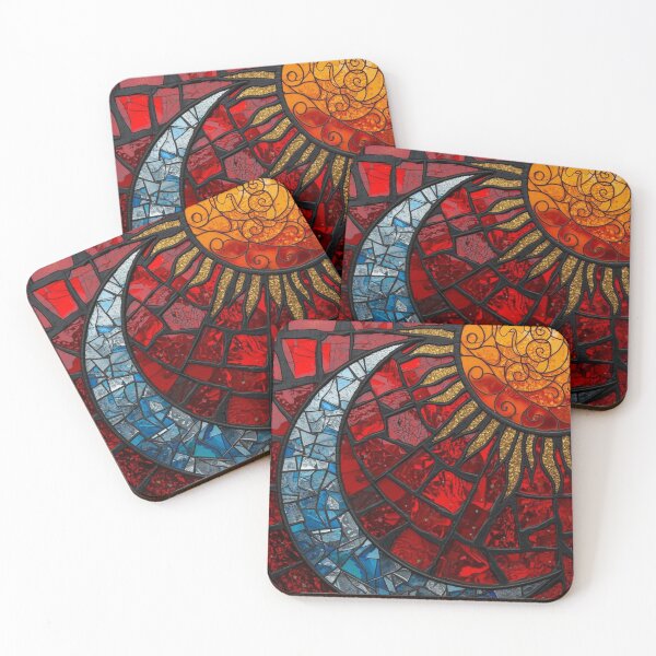 Item preview, Sun and moon in a vibrant celestial mosaic designed and sold by BriSher.