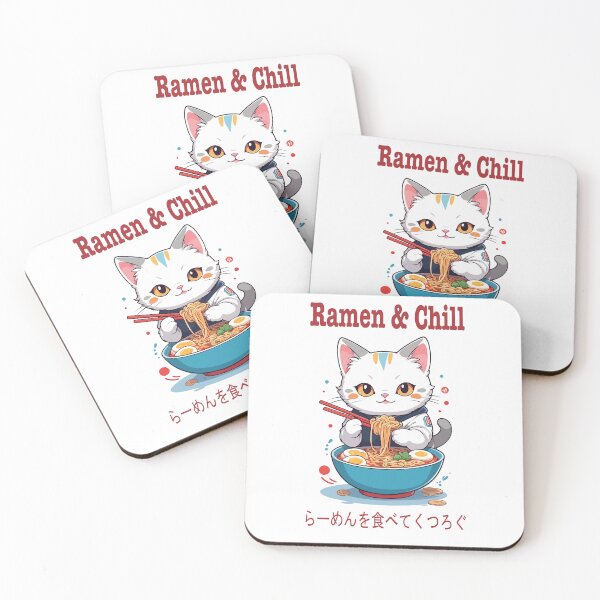 Item preview, Fideos ramen y relax con un gato japonés gracioso designed and sold by Pixel & Petal.