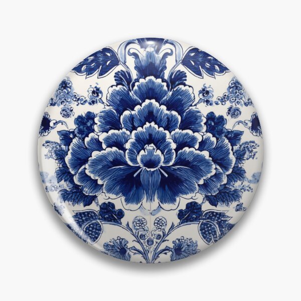 Item preview, Royal Delft Blue Floral Composition Pattern designed and sold by GrinGalore.