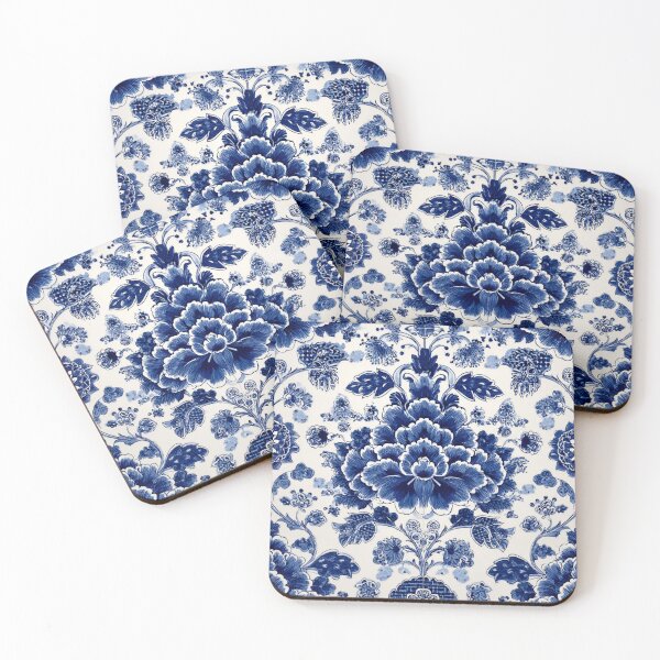 Item preview, Royal Delft Blue Floral Composition Pattern designed and sold by GrinGalore.