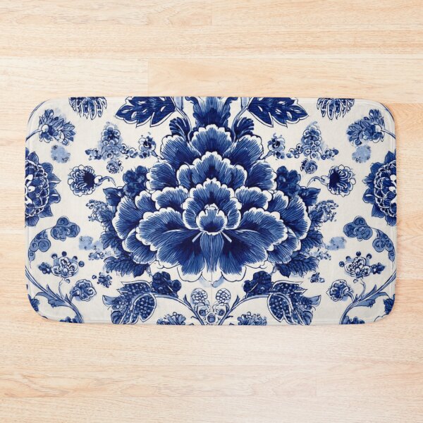 Item preview, Royal Delft Blue Floral Composition Pattern designed and sold by GrinGalore.