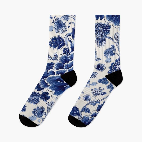 Item preview, Royal Delft Blue Floral Composition Pattern designed and sold by GrinGalore.