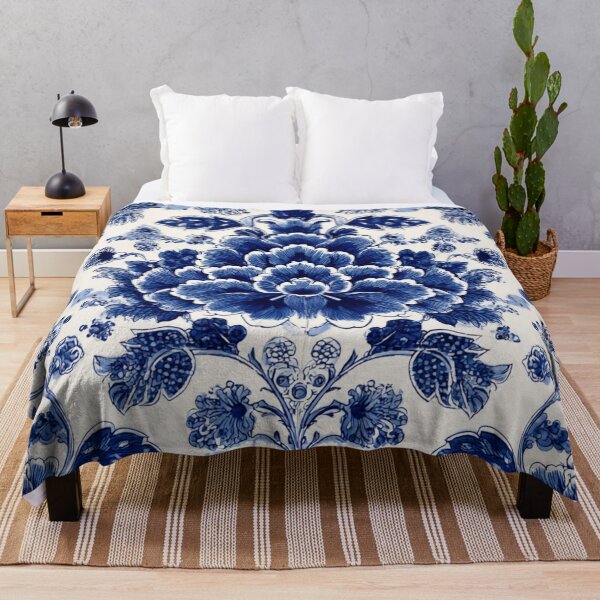 Item preview, Royal Delft Blue Floral Composition Pattern designed and sold by GrinGalore.