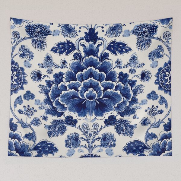 Item preview, Royal Delft Blue Floral Composition Pattern designed and sold by GrinGalore.