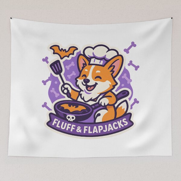 Item preview, Fluff & Flapjacks — Corgi Chef Halloween Pancakes designed and sold by Cheerioza.