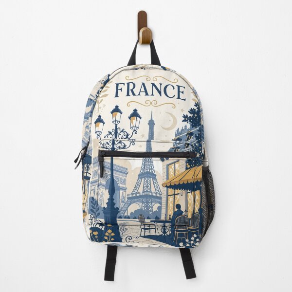Item preview, Elegant France Travel Art – Parisian Landmarks & Café Terrace designed and sold by Witsprings.