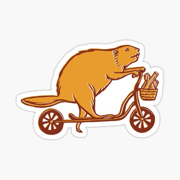 Castor en trottinette Sticker