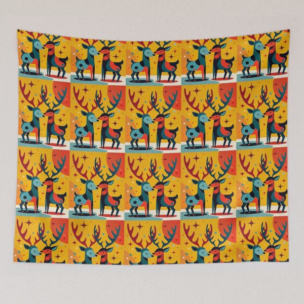 Item preview, Mid-Century Modern Kitschy Christmas Reindeer Pattern designed and sold by taiche.