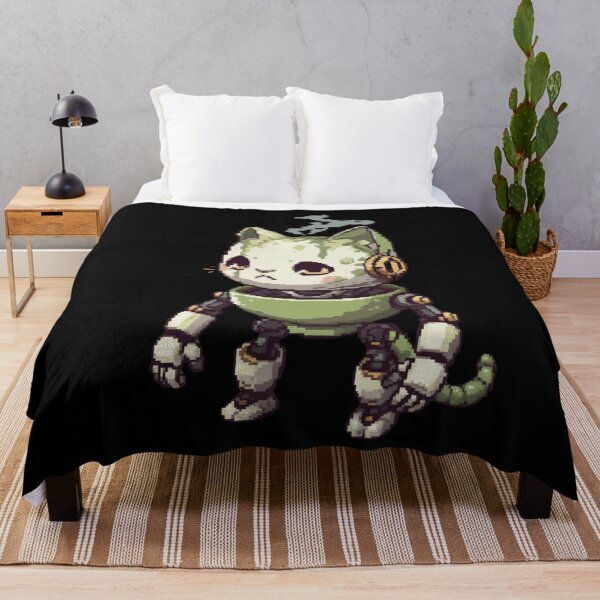 Aperçu de l'œuvre Pixel Art Matcha Cat – Produits dérivés au design de robot mignon pour gamers créée et vendue par Pixel Toad.