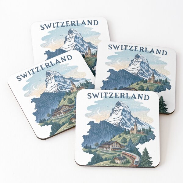 Item preview, Vintage Switzerland Travel Poster – Matterhorn & Alpine Train Art designed and sold by Witsprings.