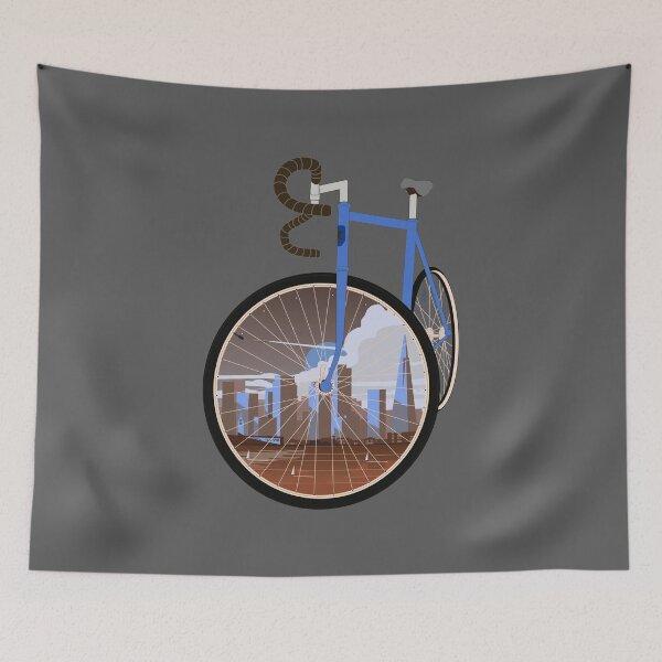 Item preview, San Francisco Cycling Art: Blue Road Bike City View designed and sold by SKETCHYANDGRAPHIC.