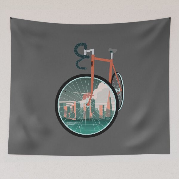 Item preview, San Francisco Cycling Art: Orange Road Bike City View designed and sold by SKETCHYANDGRAPHIC.