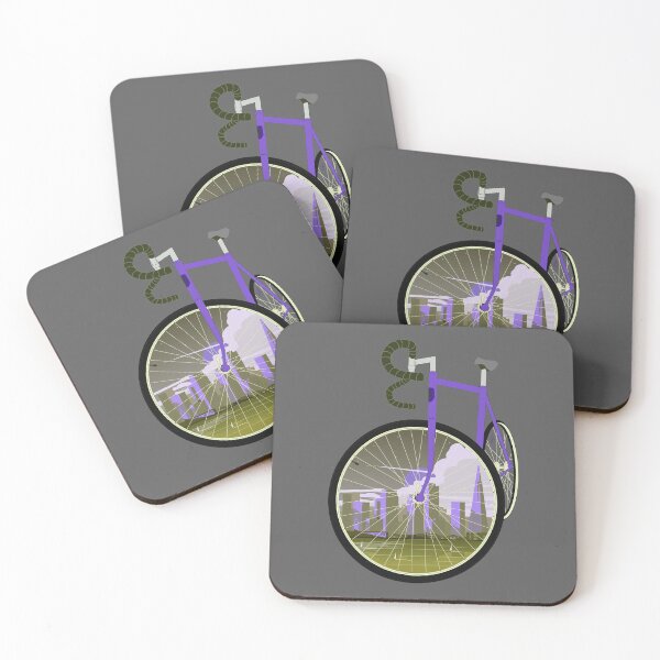 Item preview, San Francisco Cycling Art: Purple Road Bike City View designed and sold by SKETCHYANDGRAPHIC.