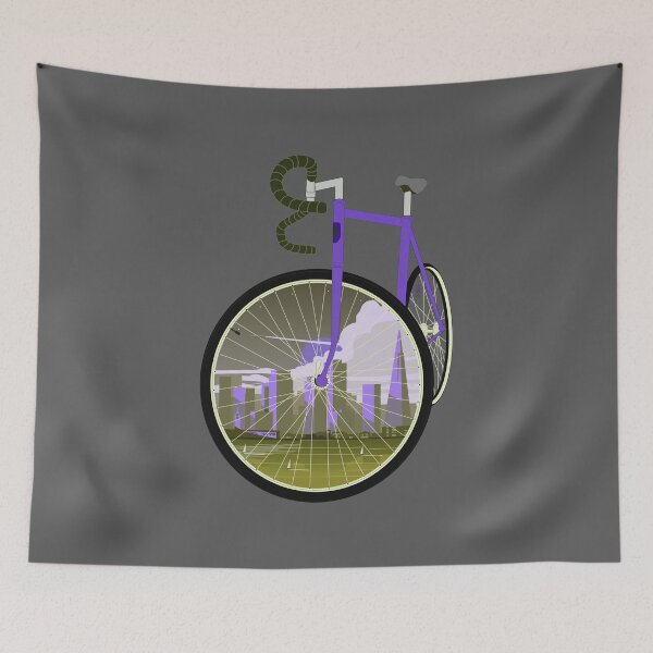 Item preview, San Francisco Cycling Art: Purple Road Bike City View designed and sold by SKETCHYANDGRAPHIC.