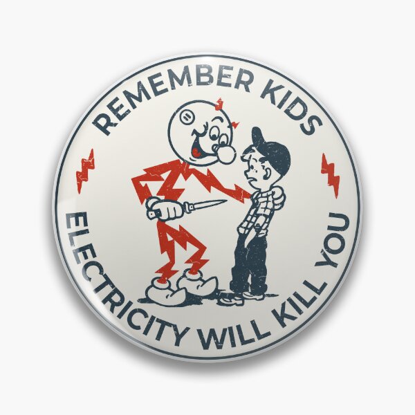 Item preview, Reddy Kilowatt vintage electrician, remember kids electricity will kill you, sparky electric hazard warning, funny hard hat  designed and sold by CharmedVille.
