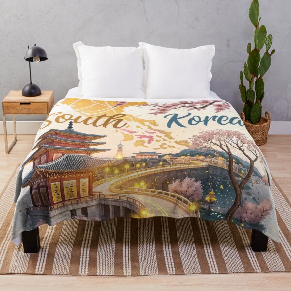 Item preview, South Korea Travel Poster – Cherry Blossoms & Seoul Tower Art designed and sold by Witsprings.
