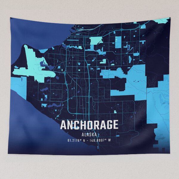 Item preview, Anchorage Midnight City Map designed and sold by HomeLivingCo.