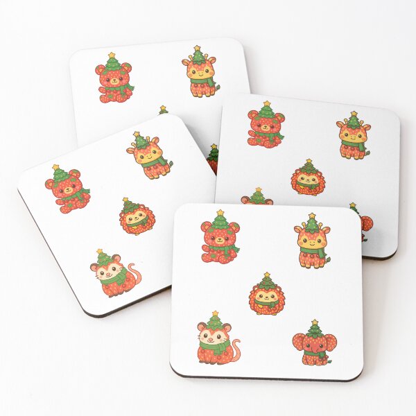 Item preview, Strawberry forest gang sticker pack in their Christmas hats designed and sold by BritishDelights.