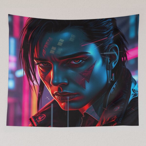 Item preview, NeonFace & CyberPulse – A futuristic soul between RedGlow, UrbanSilence & digital intensity designed and sold by FotoworldEdel.