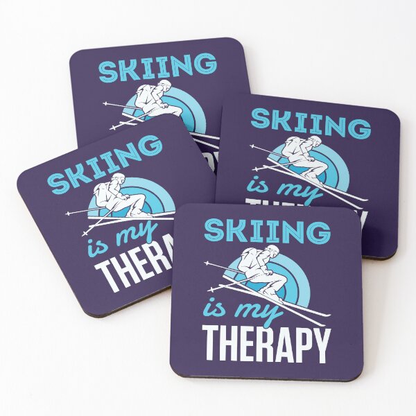 Item preview, Skiing is my Therapy Snow Skier Ski designed and sold by jaygo.