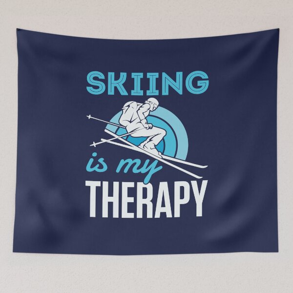 Item preview, Skiing is my Therapy Snow Skier Ski designed and sold by jaygo.