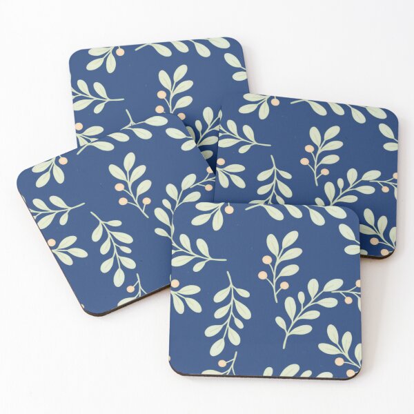 Item preview, Seamless botanical pattern with leaves and berries on blue designed and sold by juthamas8426.