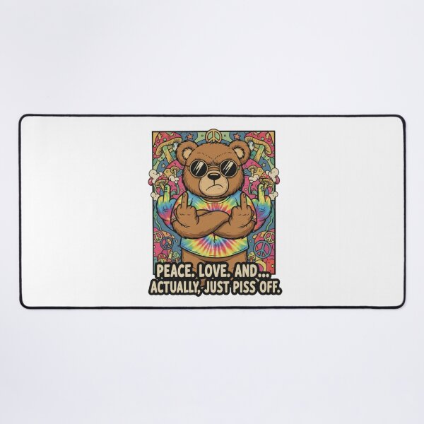 Item preview, Peace and Love, Piss off, grumpy bear, funnyfits70, Humor, Funny, retro, vintages, funny quotes, animal humor, designed and sold by FunnyFits70.