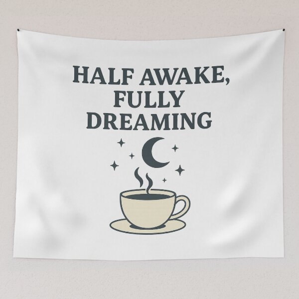 Item preview, Half Awake, Fully Dreaming – Cozy Minimalist Coffee & Moon Design designed and sold by piotr-orzeszek.