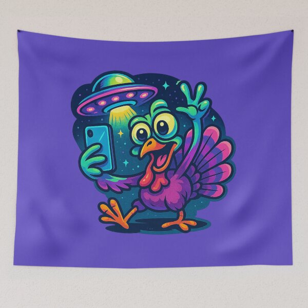 Item preview, Alien Turkey UFO Selfie – Funny Thanksgiving Cartoon designed and sold by Tommy's Arts.