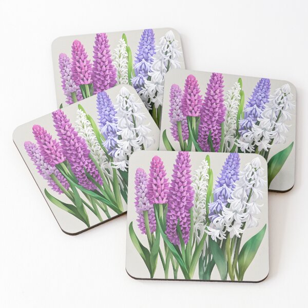 Aperçu de l'œuvre Peinture à l’aquarelle de fleurs de jacinthe violettes, blanches et bleues | Art floral | Aquarelle | Cadeau pour les amateurs d'art | Cadeau pour les amoureux des fleurs créée et vendue par UnhingedBird.