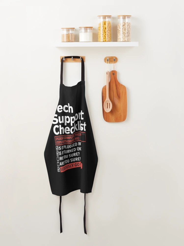 Thumbnail 4 of 6, Apron, Tech Support Checklist - Sysadmin Helpdesk Humor designed and sold by NeomiStoreSS.