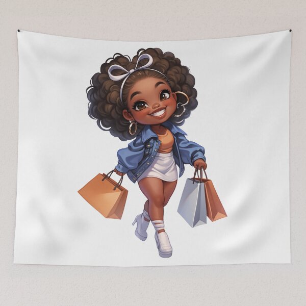 Item preview, Fashion Black Girl Shopping Chibi designed and sold by Lulunza.
