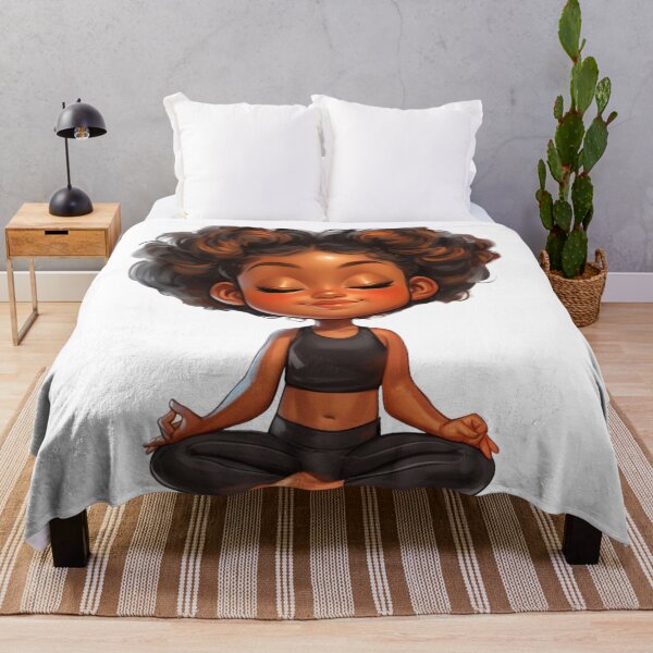 Item preview, Peaceful Black Girl Yoga Chibi designed and sold by Lulunza.