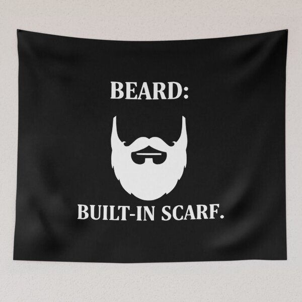 Item preview, Built-In Scarf - Funny Bearded Man T-Shirt Minimalist White Beard Design for Men designed and sold by Kubala.