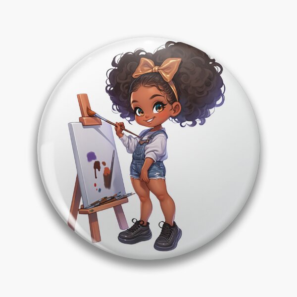 Item preview, Creative Black Girl Painting Chibi designed and sold by Lulunza.