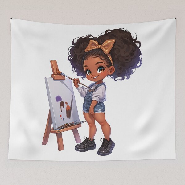 Item preview, Creative Black Girl Painting Chibi designed and sold by Lulunza.